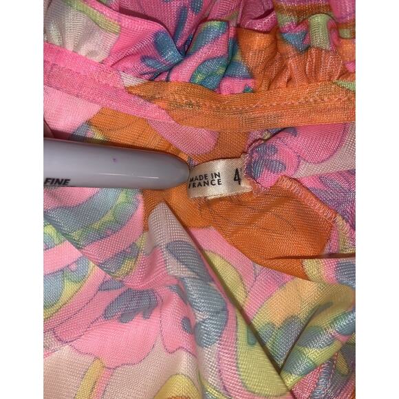 ROMANTIC RUFFLED ART DECO WING SLEEVE 1970s Vintage Dressing ROBE S / M - Picture 7 of 12